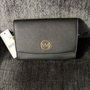 Marilyn Monroe Black Crossbody Wallet with Gold Logo
